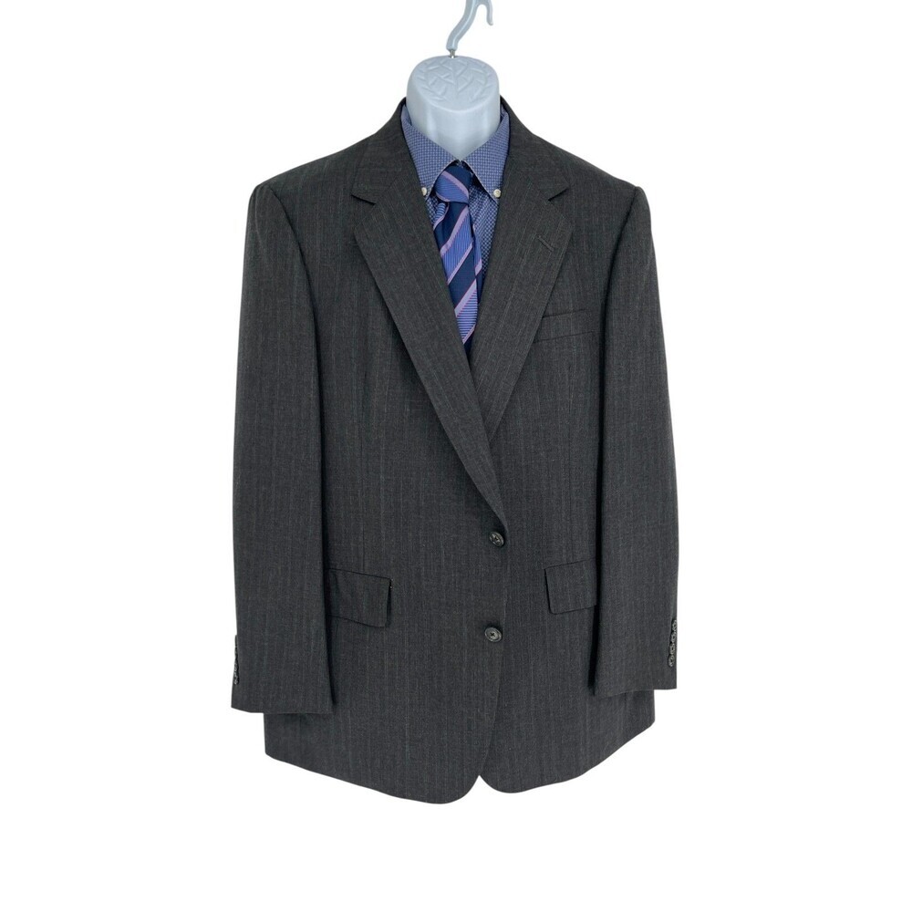 Hart Schaffner Marx Viracle Suit Jacket Men’s Size 44 Grey Pinstripe